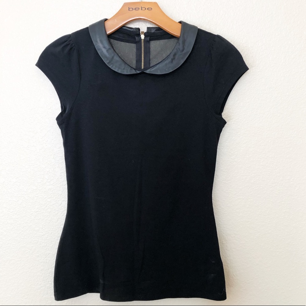 Express Black Peter Pan Collar Cap Sleeve Top